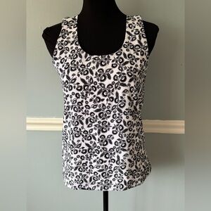 Ann Taylor Black and White Floral Tank Top XS